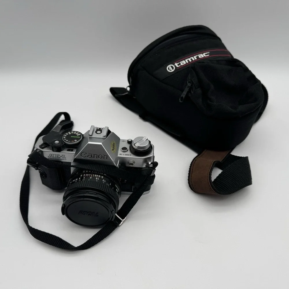 Canon AE-1 35mm SLR Film Camera W/ 50mm f/1.8 FD Film Tested & Working Great